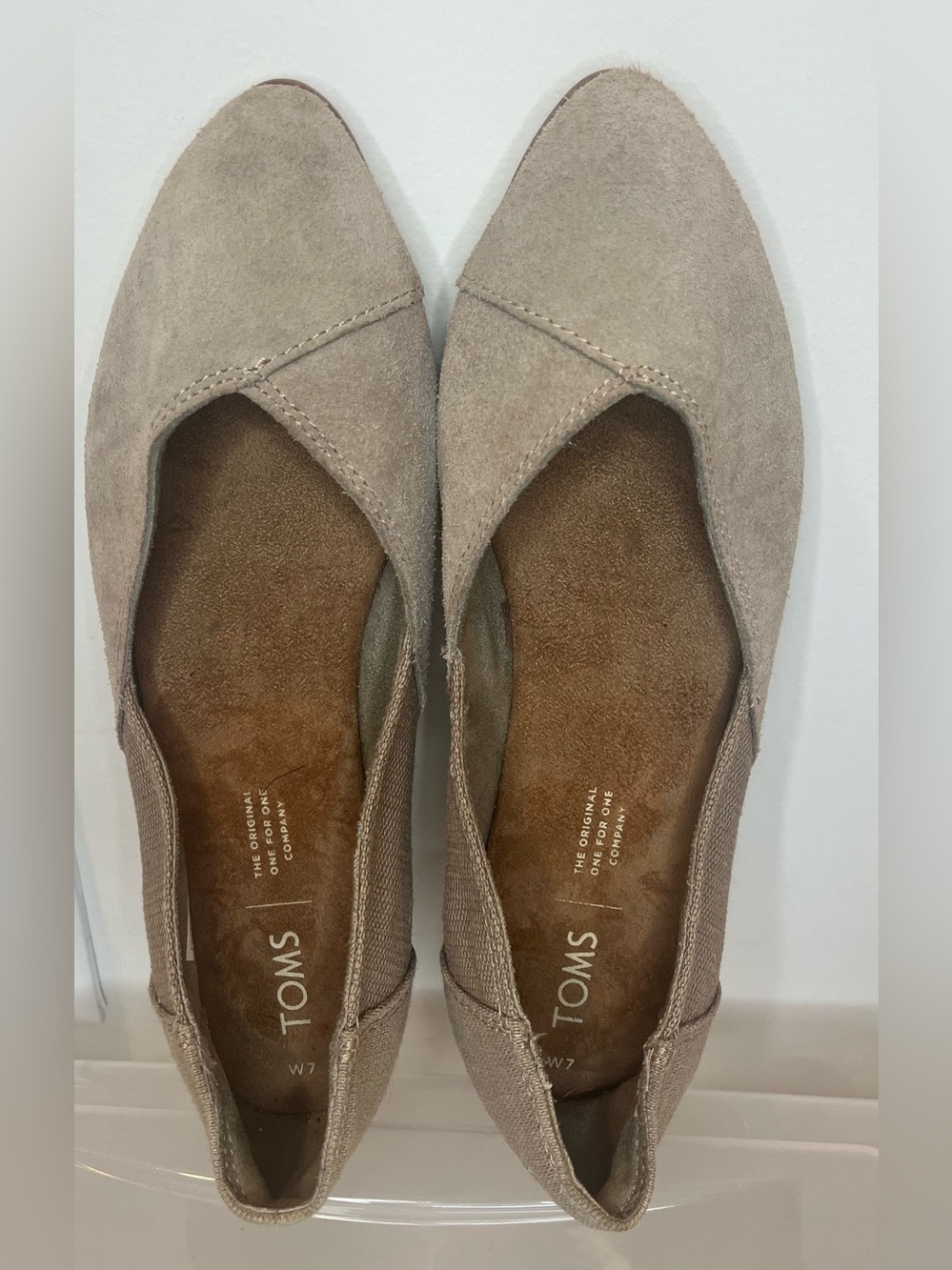 TOMS Women's Taupe Suede Pointed Slip-On Flats Size 7